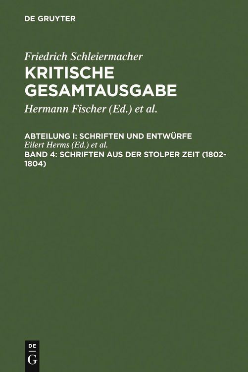 Produktbild: Schriften aus der Stolper Zeit (1802-1804)