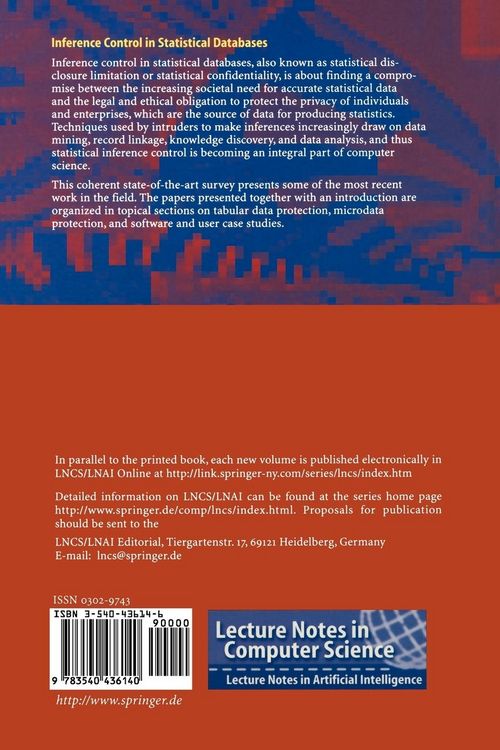 Produktbild: Inference Control in Statistical Databases