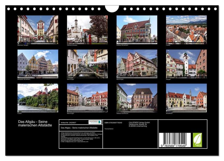 Produktbild: Das Allg&auml;u - Seine malerischen Altst&auml;dte (Wandkalender 2027 DIN A4 quer), CALVENDO Monatskalender