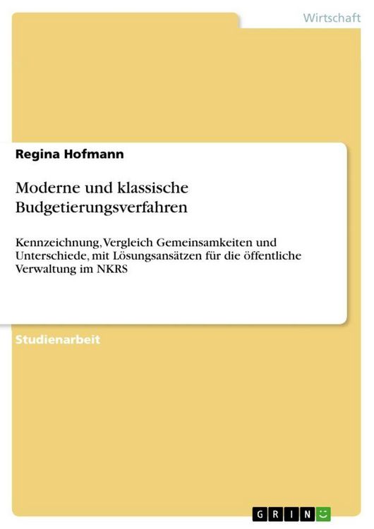 Produktbild: Moderne und klassische Budgetierungsverfahren