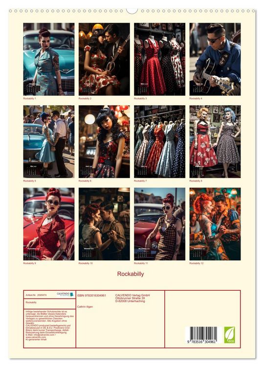 Produktbild: Rockabilly (hochwertiger Premium Wandkalender 2026 DIN A2 hoch), Kunstdruck in Hochglanz
