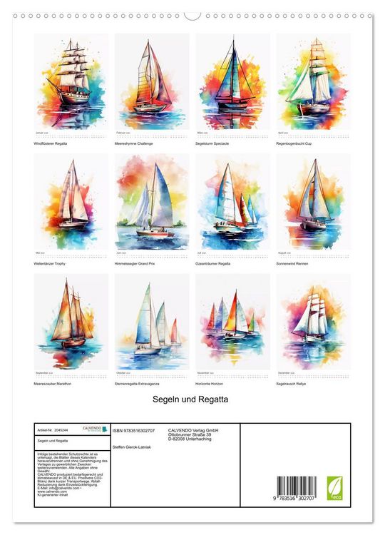Produktbild: Segeln und Regatta (hochwertiger Premium Wandkalender 2026 DIN A2 hoch), Kunstdruck in Hochglanz