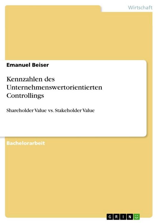 Produktbild: Kennzahlen des Unternehmenswertorientierten Controllings