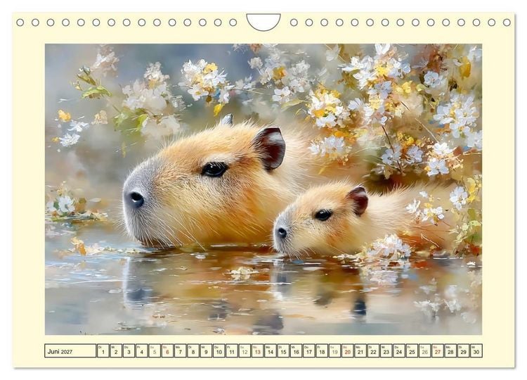 Produktbild: Capybaras. Zarte Momente zwischen Wasser und Wiesen (Wandkalender 2027 DIN A4 quer), CALVENDO Monatskalender
