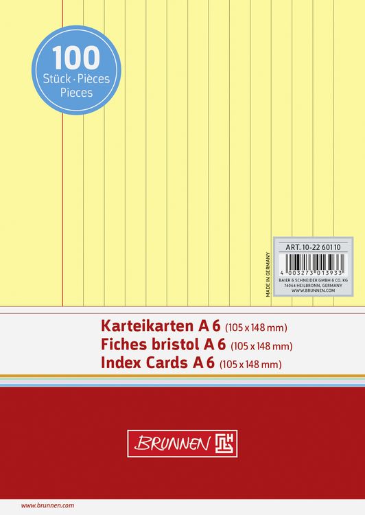 Produktbild: Brunnen Karteikarte A6 lin ge 100St