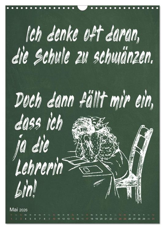 Produktbild: Coole Lehrerspr&uuml;che (Wandkalender 2026 DIN A3 hoch), CALVENDO Monatskalender