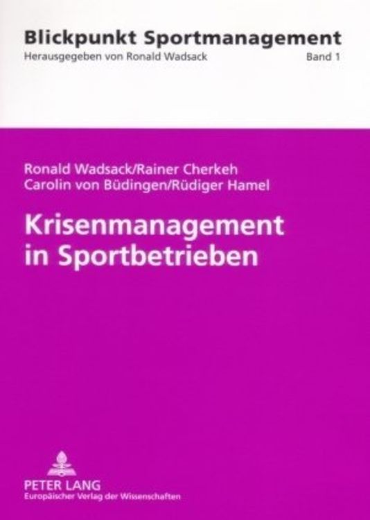 Produktbild: Krisenmanagement in Sportbetrieben