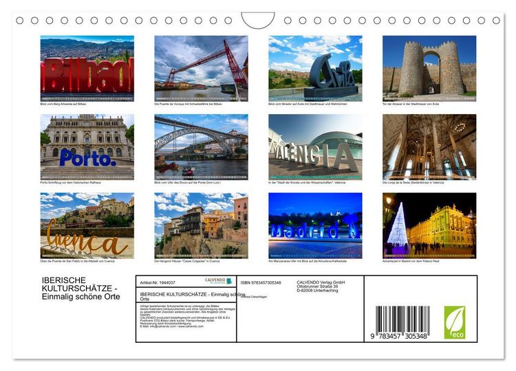 Produktbild: IBERISCHE KULTURSCH&Auml;TZE - Einmalig sch&ouml;ne Orte (Wandkalender 2026 DIN A4 quer), CALVENDO Monatskalender