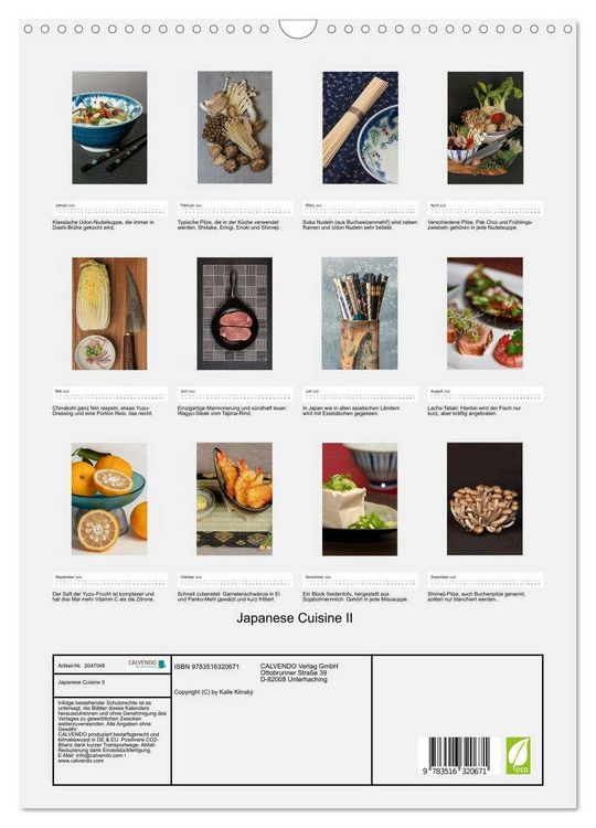 Produktbild: Japanese Cuisine II (Wandkalender 2026 DIN A3 hoch), CALVENDO Monatskalender