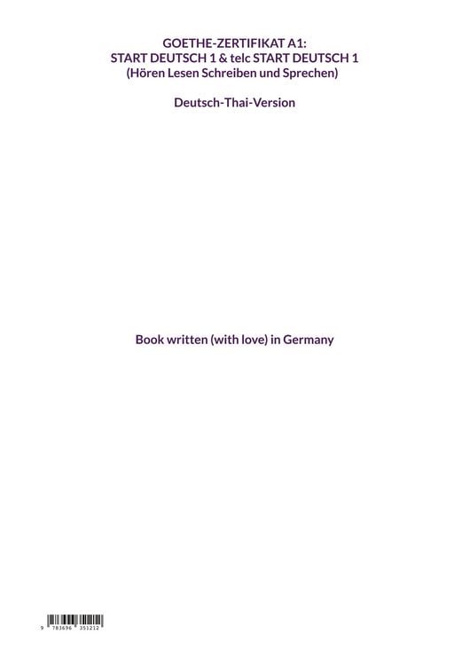 Produktbild: Handbuch zur Pr&uuml;fungsvorbereitung&nbsp;Goethe-Zertifikat A1 (Start Deutsch 1 ) + telc Start Deutsch 1 Deutsch und Thai Version (H&ouml;ren, Lesen, Schreiben und