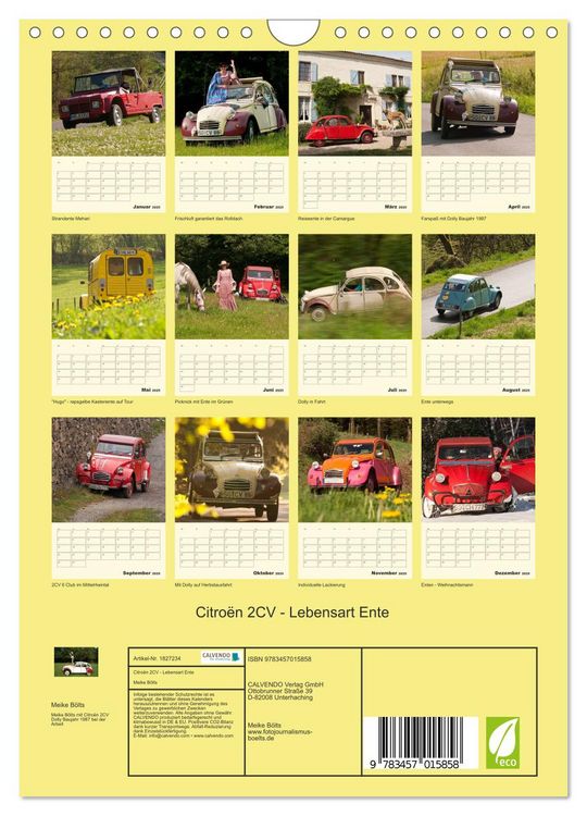 Produktbild: Citro&euml;n 2CV - Lebensart Ente (Wandkalender 2025 DIN A4 hoch), CALVENDO Monatskalender