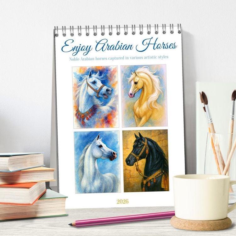 Produktbild: Enjoy Arabian Horses (Desk Calendar 2026 DIN A5 portrait), CALVENDO 12 Month DeskCalendar
