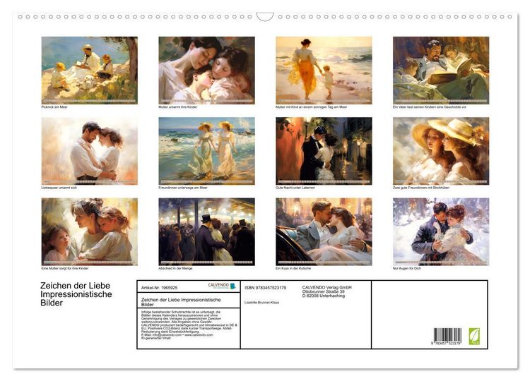 Produktbild: Zeichen der Liebe Impressionistische Bilder (Wandkalender 2026 DIN A2 quer), CALVENDO Monatskalender