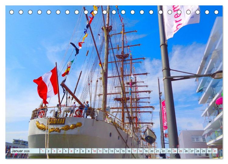 Produktbild: Ein detaillierter Blick auf Segelschiffe (Tischkalender 2026 DIN A5 quer), CALVENDO Monatskalender