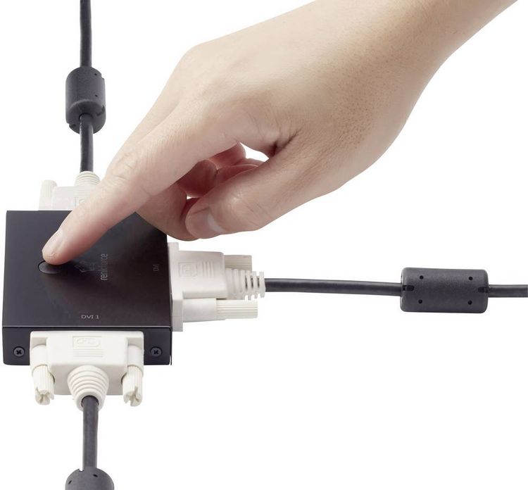 Produktbild: Renkforce 2 Port DVI-Switch bidirektional verwendbar Full HD 1080p @ 60Hz