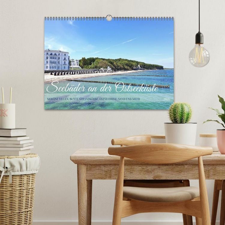 Produktbild: Seeb&auml;der an der Ostseek&uuml;ste - Mod&auml;ne Villen, bunte Strandk&ouml;rbe, Ostseebrise, Sand und Meer (Wandkalender 2026 DIN A3 quer), CALVENDO Monatskalender