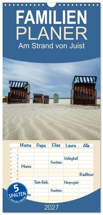 Produktbild: Familienplaner 2027 - Am Strand von Juist mit 5 Spalten (Wandkalender, 21 x 45 cm) CALVENDO