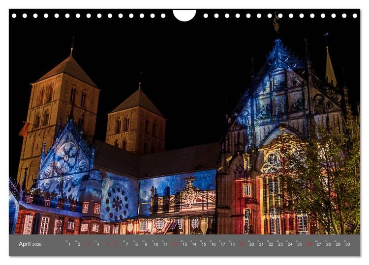 Produktbild: Leuchtendes M&uuml;nster 2026 - die Metropole Westfalens (Wandkalender 2026 DIN A4 quer), CALVENDO Monatskalender