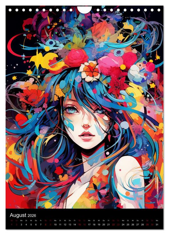 Produktbild: Manga Flower Girls (Wandkalender 2026 DIN A4 hoch), CALVENDO Monatskalender