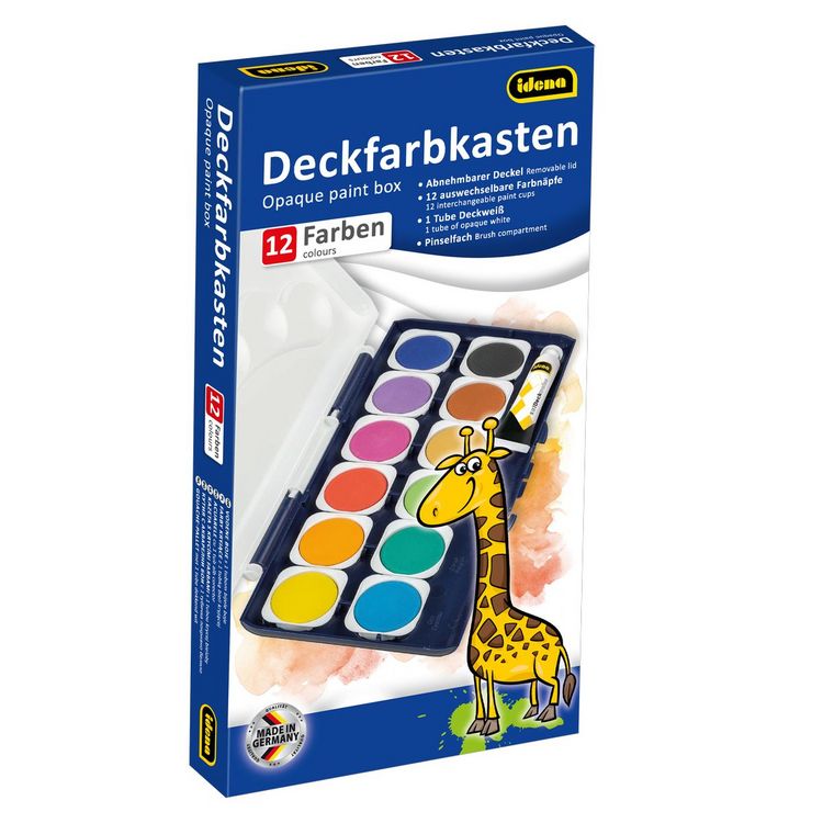 Produktbild: Idena Deckfarbkasten 12 Farben und 1 Tube Deckwei&szlig;