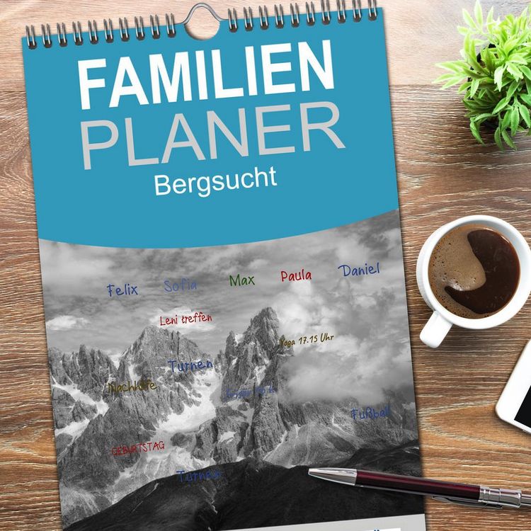 Produktbild: Familienplaner 2026 - Bergsucht 2026 mit 5 Spalten (Wandkalender, 21 x 45 cm) CALVENDO