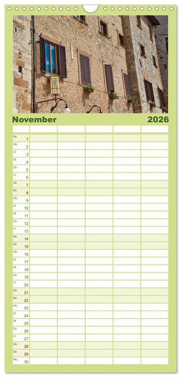 Produktbild: Familienplaner 2026 - Impressionen aus San Gimignano mit 5 Spalten (Wandkalender, 21 x 45 cm) CALVENDO