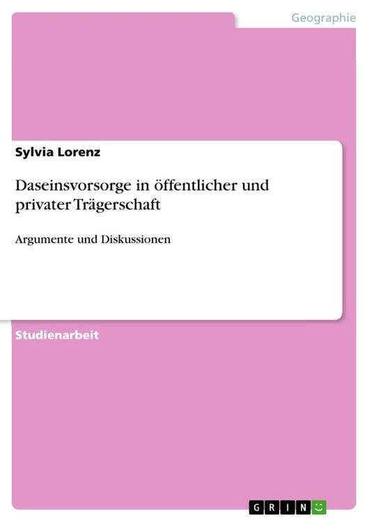 Produktbild: Daseinsvorsorge in &ouml;ffentlicher und privater Tr&auml;gerschaft