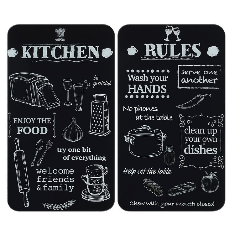 Produktbild: Herdabdeckplatte Universal Mod. Kitchen Rules, 2er Set, f&uuml;r alle Herdarten geeignet