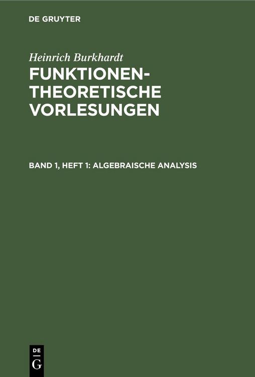 Produktbild: Algebraische Analysis