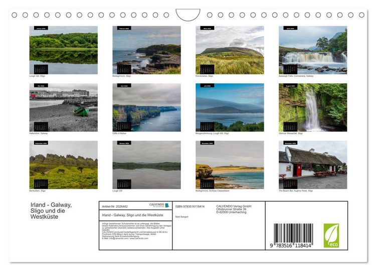 Produktbild: Irland - Galway, Sligo und die Westk&uuml;ste (Wandkalender 2026 DIN A4 quer), CALVENDO Monatskalender