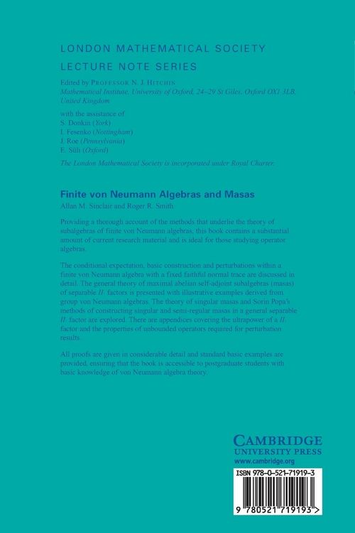 Produktbild: Finite von Neumann Algebras and Masas