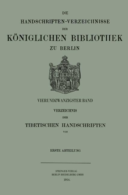 Produktbild: Verzeichnis der Tibetischen Handschriften der K&ouml;niglichen Bibliothek zu Berlin