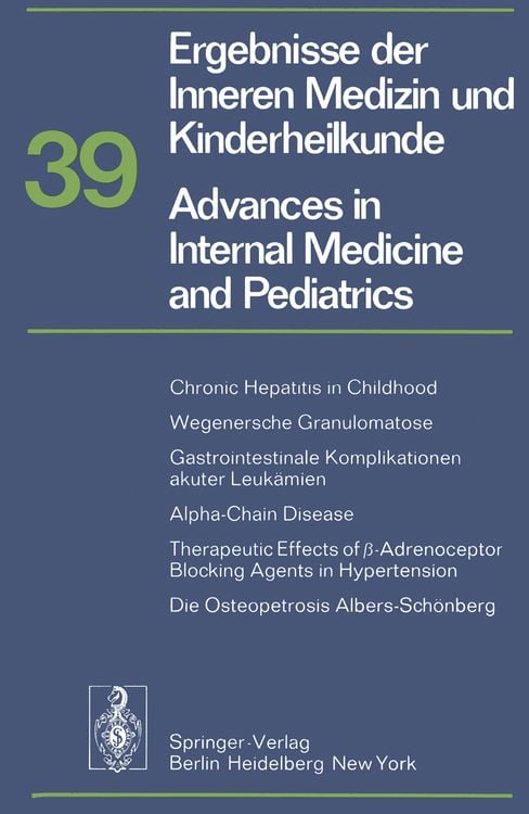 Produktbild: Ergebnisse der Inneren Medizin und Kinderheilkunde/Advances in Internal Medicine and Pediatrics