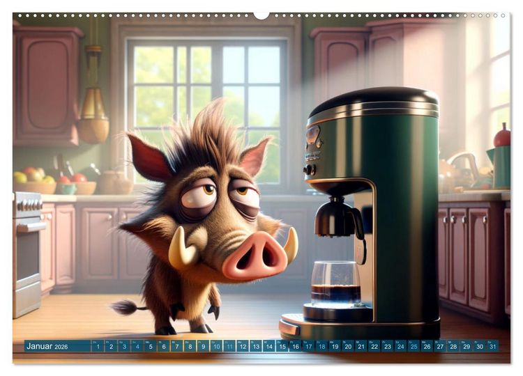 Produktbild: Morgenmuffel: 12 Monate auf der Suche nach dem Kaffee (hochwertiger Premium Wandkalender 2026 DIN A2 quer), Kunstdruck in Hochglanz