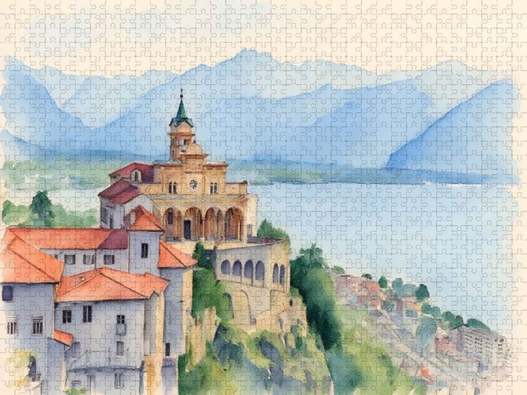 Produktbild: CALVENDO Puzzle Wallfahrtskirche Madonna di Sasso in Locarno | 1000 Teile Lege-Gr&ouml;&szlig;e 64x48cm Foto-Puzzle f&uuml;r gl&uuml;ckliche Stunden