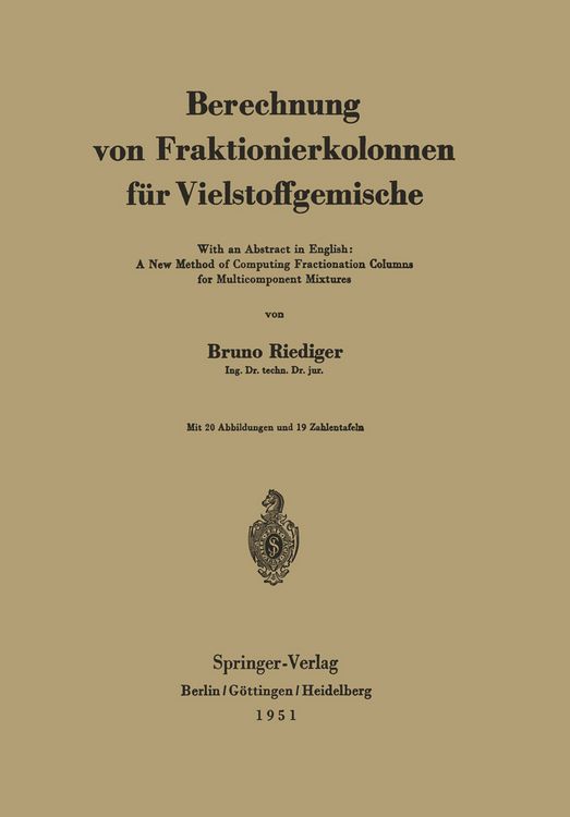 Produktbild: Berechnung von Fraktionierkolonnen f&uuml;r Vielstoffgemische