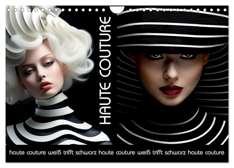 Produktbild: Haute Couture - Wei&szlig; trifft Schwarz (Wandkalender 2026 DIN A4 quer), CALVENDO Monatskalender