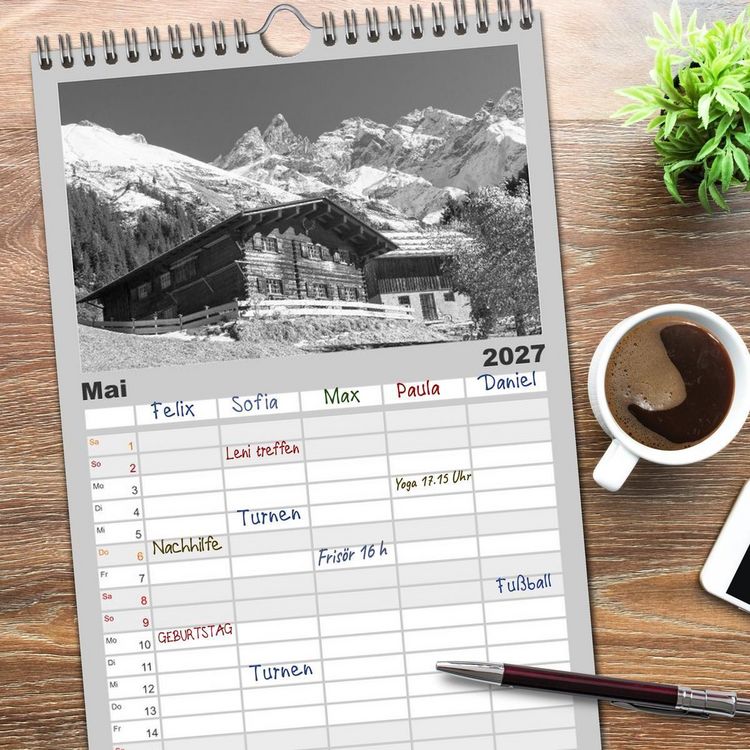 Produktbild: Familienplaner 2027 - Traumhafte Allg&auml;uer Alpen mit 5 Spalten (Wandkalender, 21 x 45 cm) CALVENDO