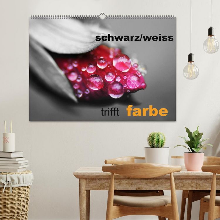 Produktbild: schwarz/wei&szlig; trifft farbe (Wandkalender 2026 DIN A2 quer), CALVENDO Monatskalender