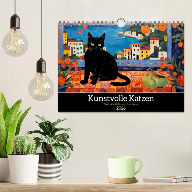 Produktbild: Kunstvolle Katzen (Wandkalender 2026 DIN A4 quer), CALVENDO Monatskalender
