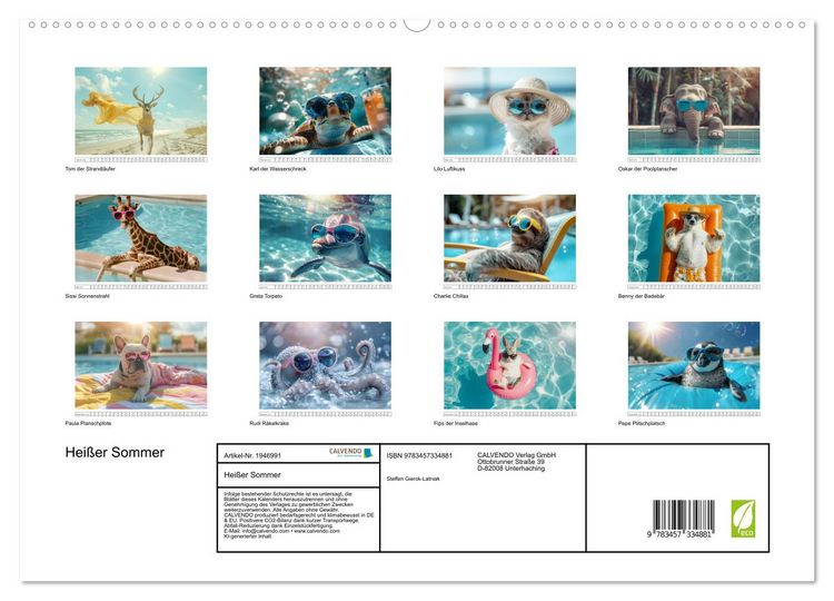 Produktbild: Hei&szlig;er Sommer (hochwertiger Premium Wandkalender 2026 DIN A2 quer), Kunstdruck in Hochglanz