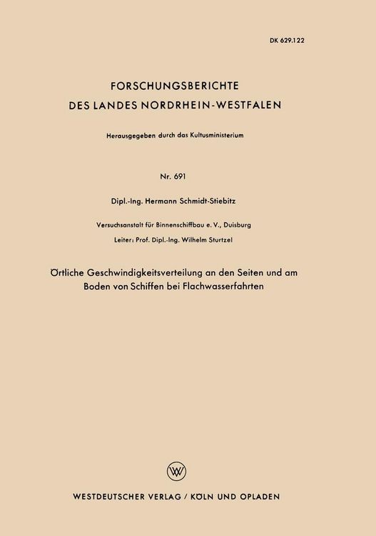 Produktbild: &Ouml;rtliche Geschwindigkeitsverteilung an den Seiten und am Boden von Schiffen bei Flachwasserfahrten