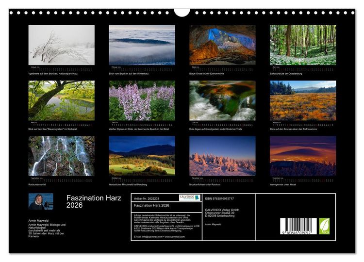 Produktbild: Faszination Harz 2026 (Wandkalender 2026 DIN A3 quer), CALVENDO Monatskalender
