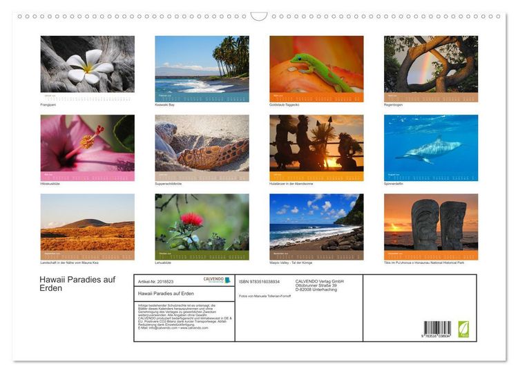 Produktbild: Hawaii Paradies auf Erden (Wandkalender 2026 DIN A2 quer), CALVENDO Monatskalender