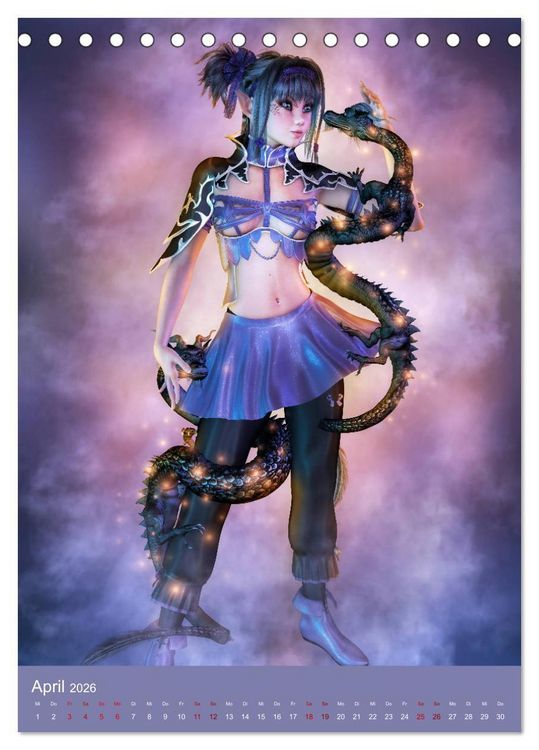 Produktbild: M&auml;dchen im Manga Style (Gothic Art) (Tischkalender 2026 DIN A5 hoch), CALVENDO Monatskalender