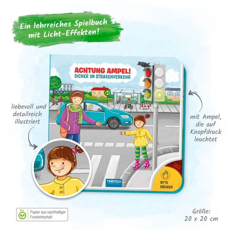 Produktbild: Tr&ouml;tsch Pappenbuch mit Licht Achtung Ampel Sicher im Stra&szlig;enverkehr