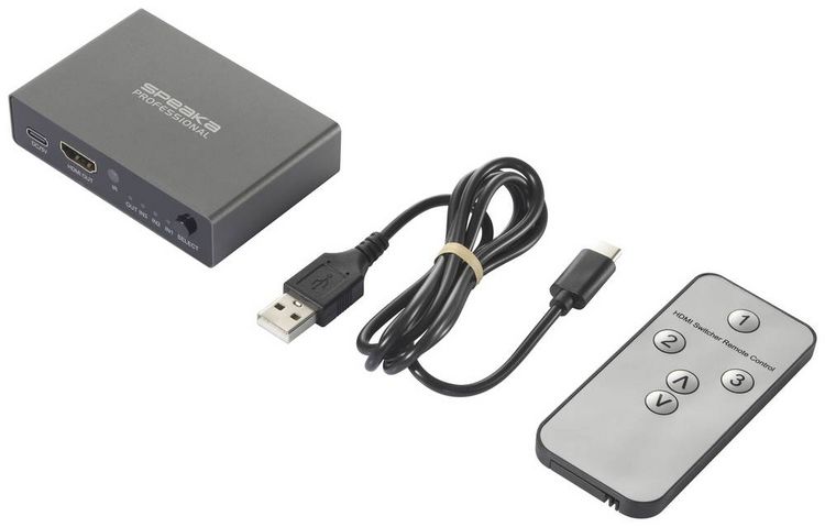 Produktbild: SpeaKa Professional SP-HDS-210 3 Port HDMI-Switch UHD 8K @ 60 Hz, UHD 4K @ 120Hz