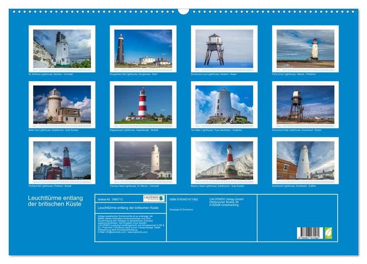 Produktbild: Leuchtt&uuml;rme entlang der britischen K&uuml;ste (Wandkalender 2026 DIN A2 quer), CALVENDO Monatskalender