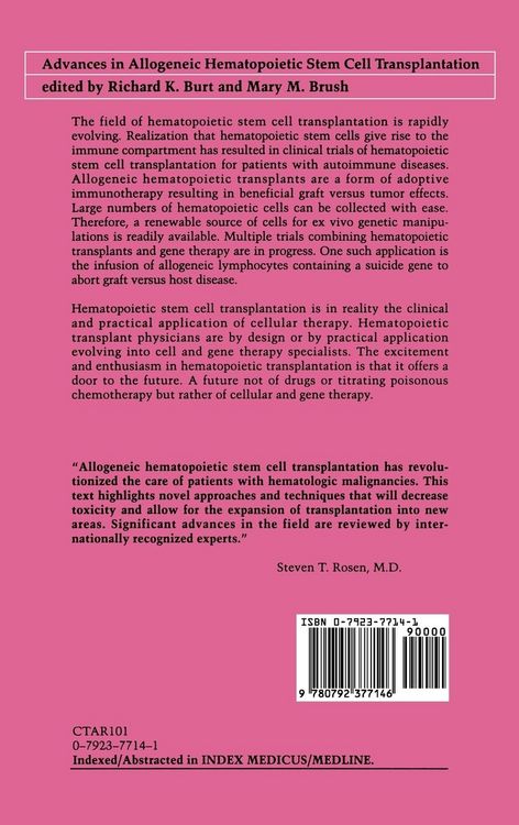 Produktbild: Advances in Allogeneic Hematopoietic Stem Cell Transplantation