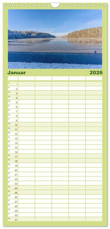 Produktbild: Familienplaner 2026 - Vogtland - von Klingenthal bis G&ouml;ltzschtal mit 5 Spalten (Wandkalender, 21 x 45 cm) CALVENDO
